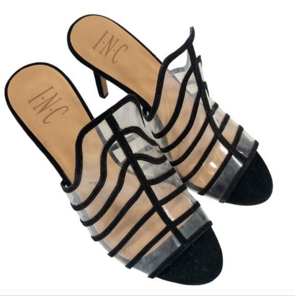 INC International Concepts Lavel Vinyl Open Toe Dress Heels Black 7 - Picture 3 of 4